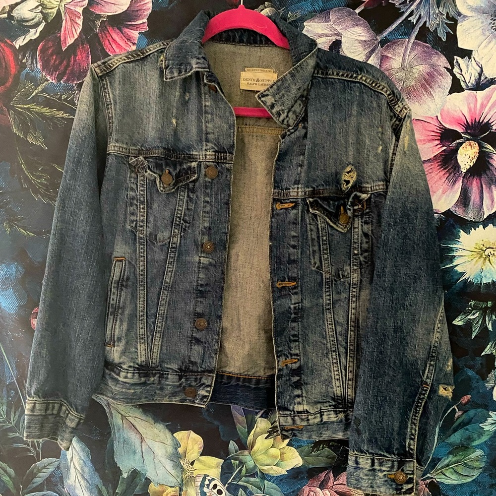 Ralph Lauren Distressed Blue Denim Jean Jacket